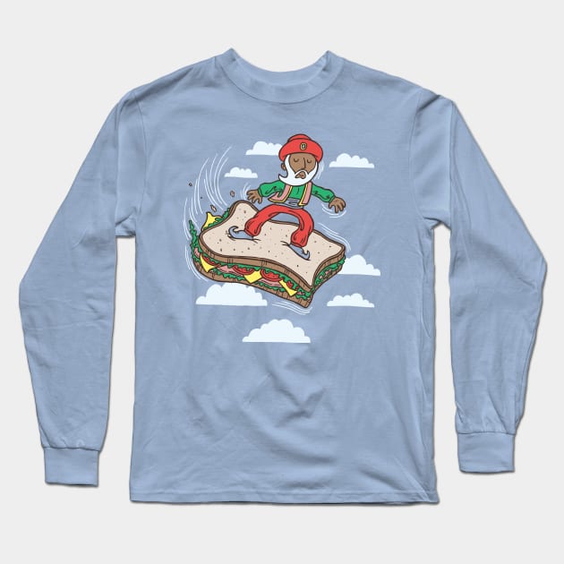 Sinbad Surfs the Seven Skies, on a Sandwich. I Don't know Why Long Sleeve T-Shirt by WanderingBert